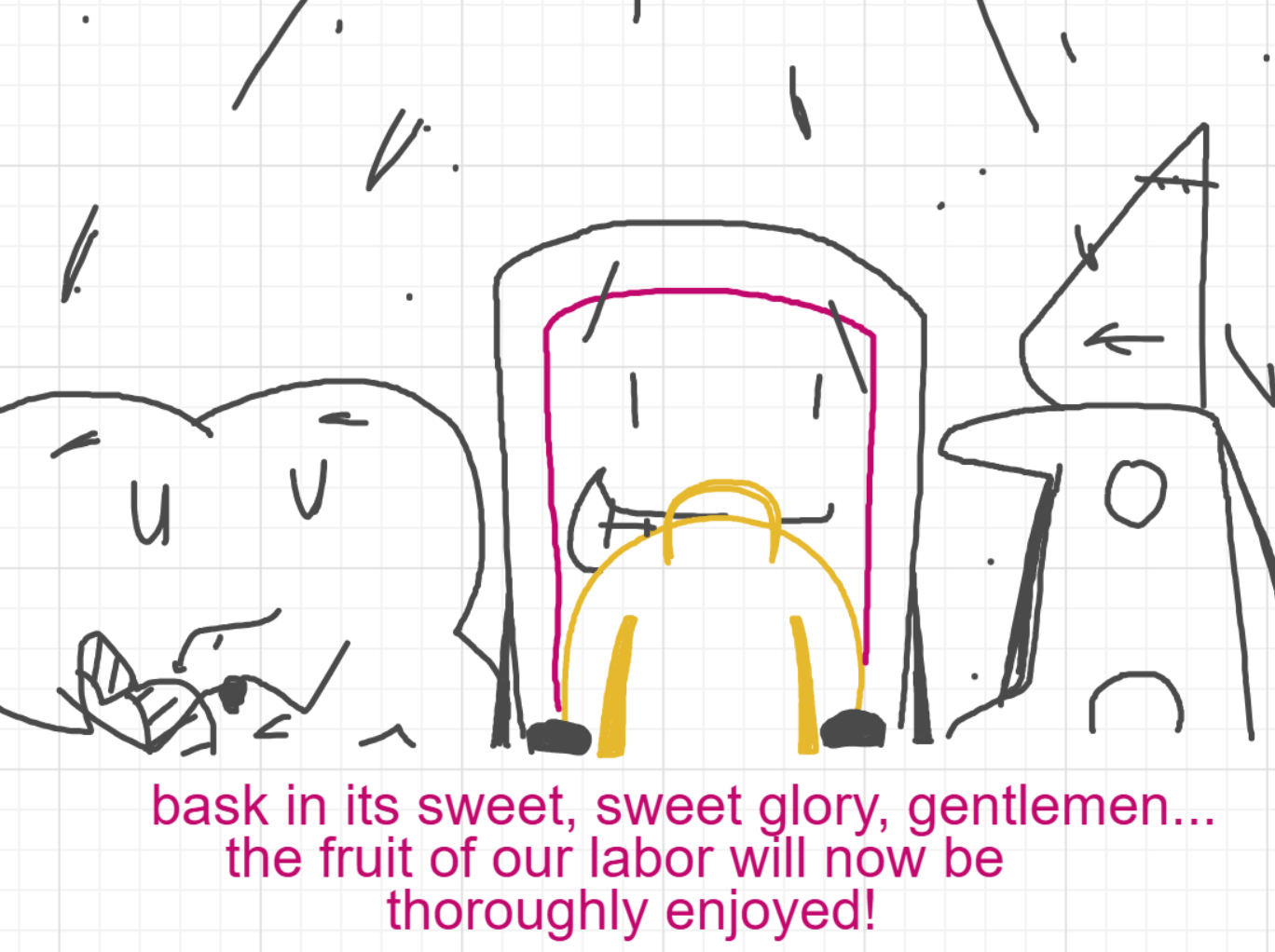 A panel from I've Been Everywhere, Man, episode nine of the Board Boards object show by Furretwalk/WalkingFurret.